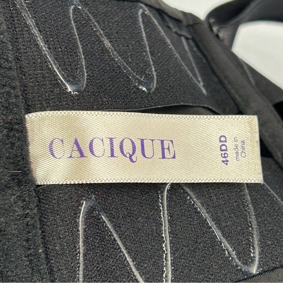 Cacique Smooth Full Coverage T Shirt Bra Size 46DD Underwire Lined Black Satin - Picture 4 of 9
